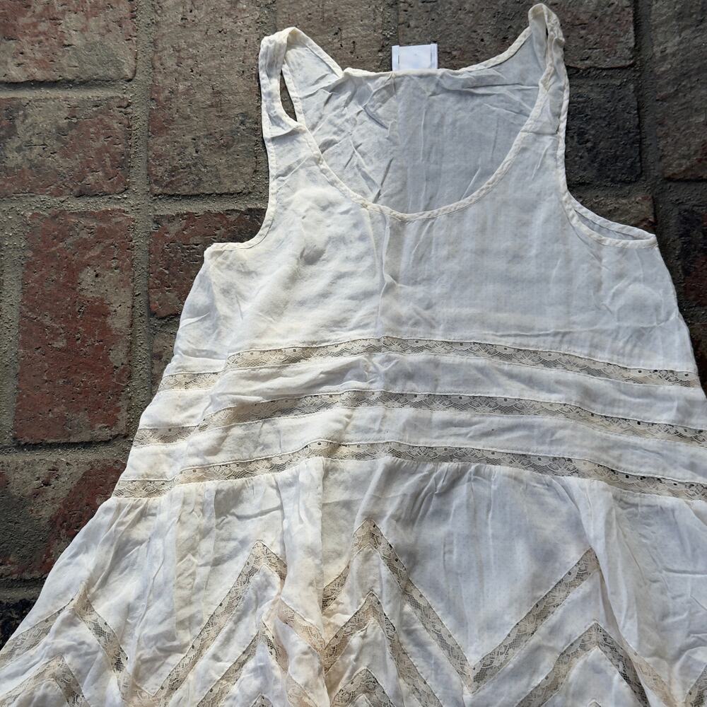 Intimately Free People Sleeveless Tunic Cream Lace Asymmetrical Hem Size XS - Picture 2 of 5